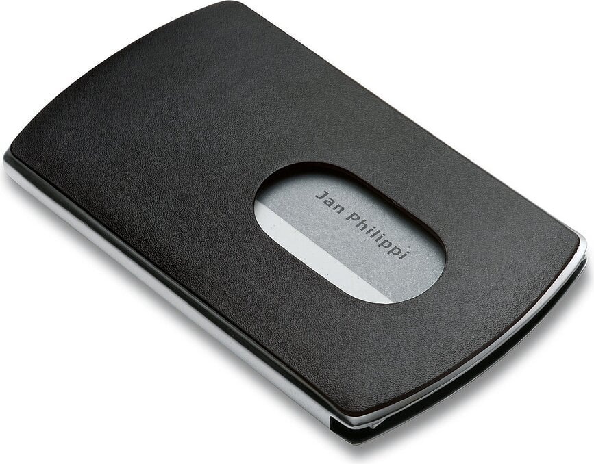 Nic Porte-cartes de visite, en cuir noir