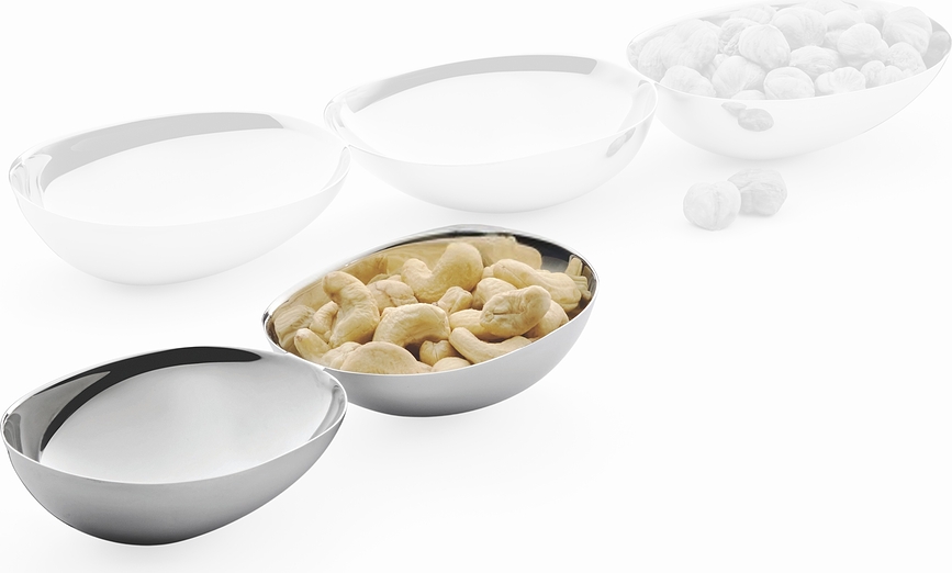 Pebbles Trojna posoda za prigrizke, srebrna