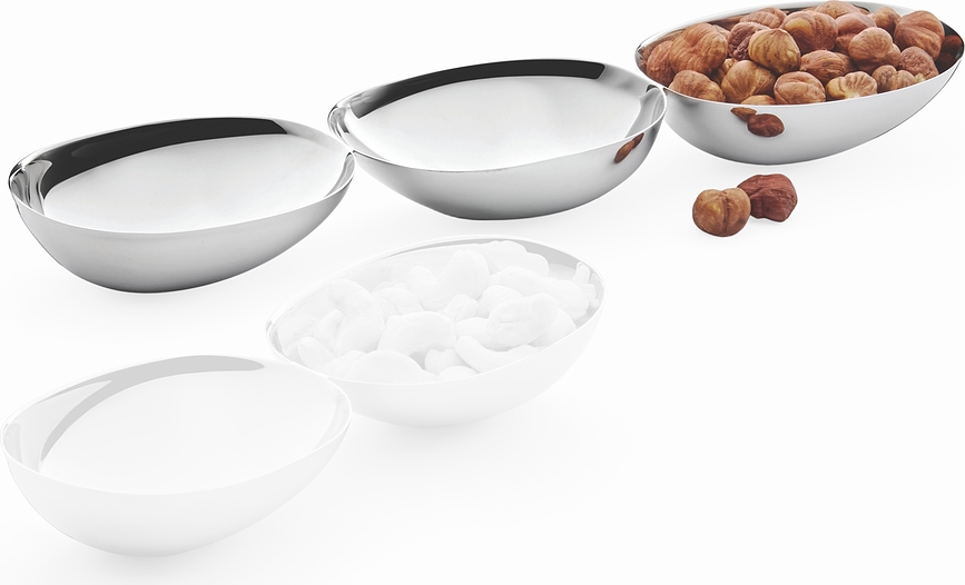 Pebbles Trojna posoda za prigrizke, srebrna