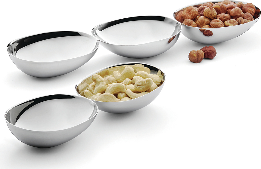 Pebbles Zdjela za grickalice trodijelna srebrna