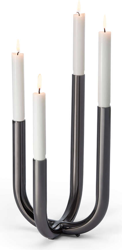 Portavelas Festive, cromo negro