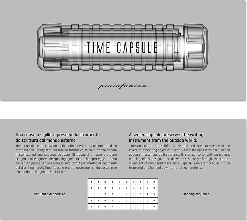 Bolígrafo eterno con cápsula del tiempo Pininfarina, Set de 2 piezas