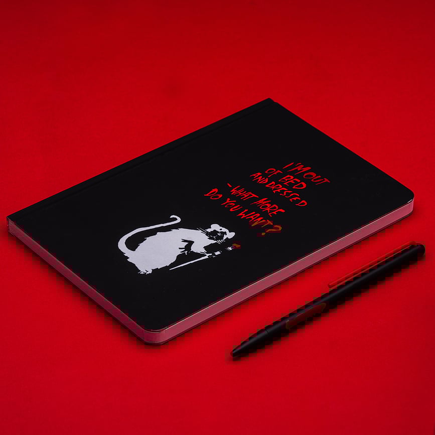 Cuaderno con bolígrafo Pininfarina Banksy, A5, 128 páginas, amarillo, Set de 2 piezas