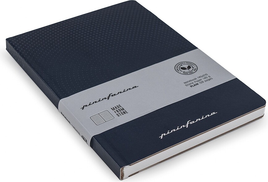 Cuaderno de papel de piedra impermeable de tapa dura Pininfarina Hard, A5, 128 páginas, rayado, azul