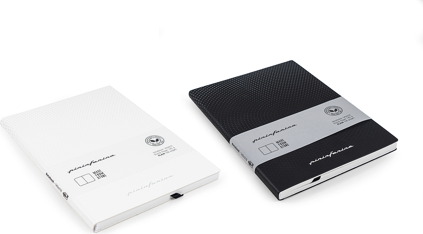 Cuaderno de papel de piedra impermeable Pininfarina Flexi, A5, 128 páginas, liso, blanco