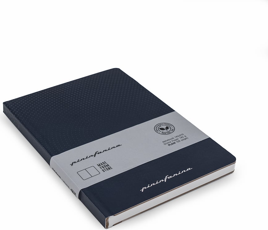Cuaderno de papel de piedra impermeable, tapa dura Pininfarina Hard, A5, liso, 128 páginas, negro