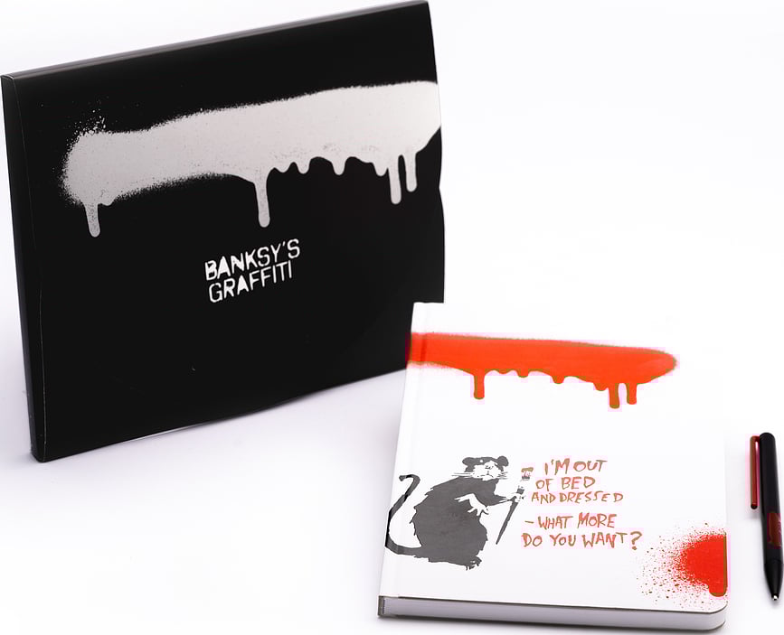 Cuaderno y Bolígrafo Pininfarina Banksy, A5, 128 páginas, rojo, 2 piezas