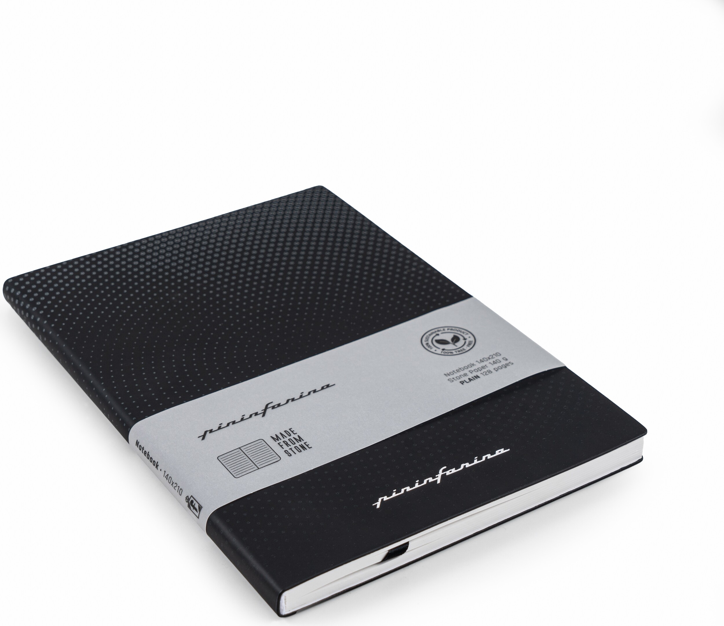 Pininfarina Flexi Notizbuch aus Steinpapier, wasserfest, liniert, A5, 128 Seiten, schwarz