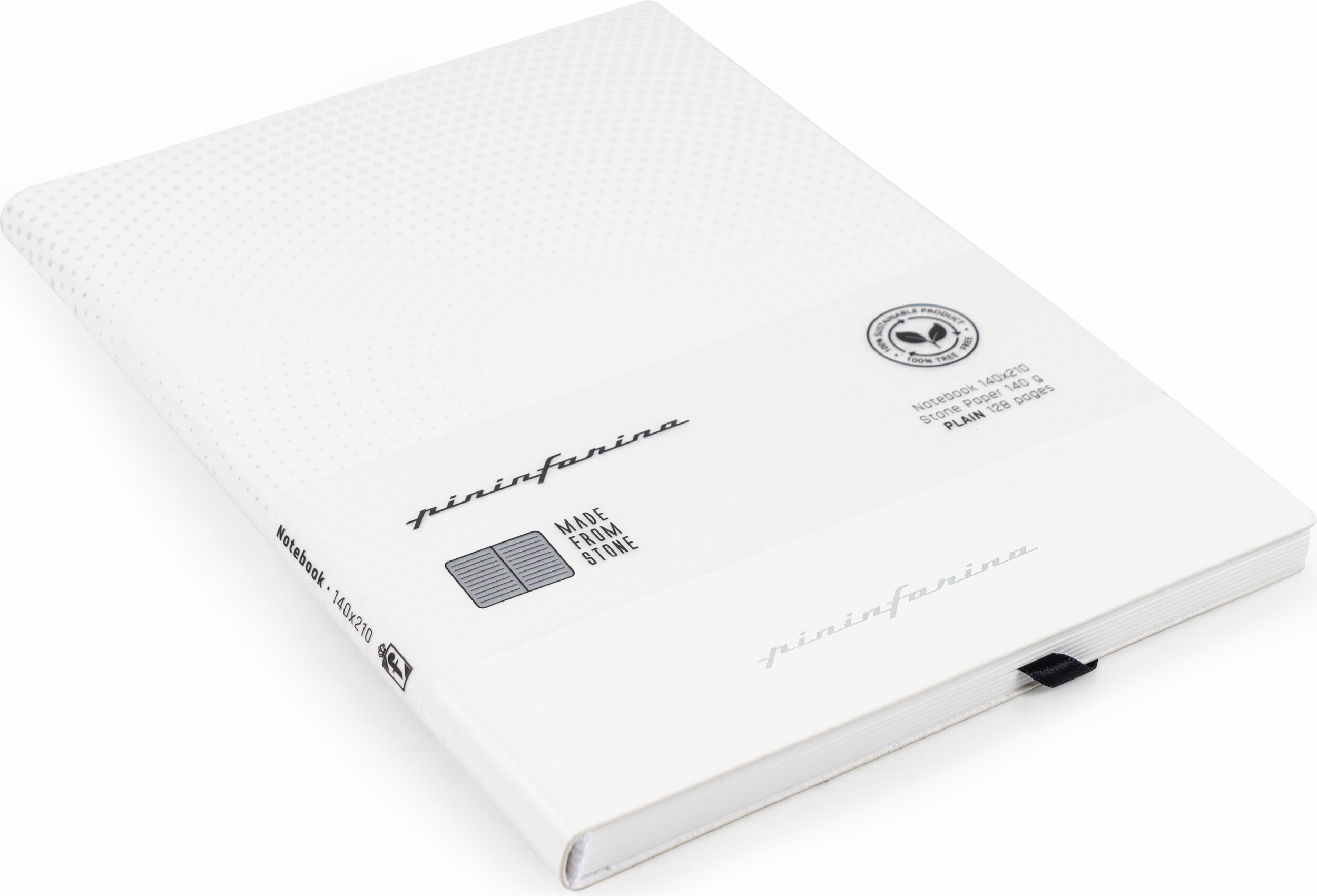 Pininfarina Flexi Notizbuch, wasserfest, Steinpapier, liniert, A5, 128 Seiten, weiß