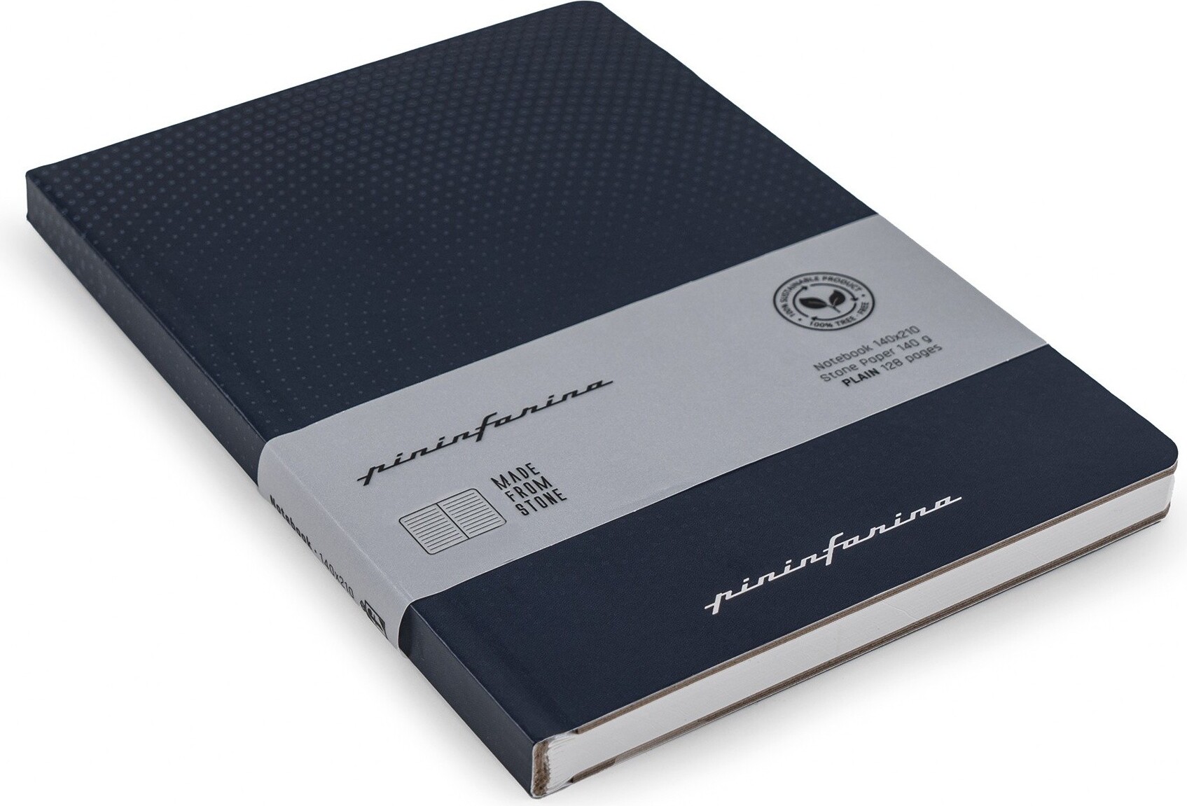 Pininfarina Hard Notizbuch, wasserfest, Steinpapier, liniert, A5, 128 Seiten, blau