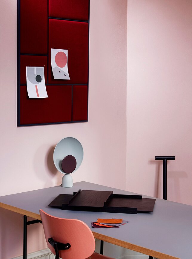 Blooper Lampe de Table, grise, avec disque bleu