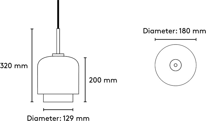 Megumi Viseća Lampa 28 cm crna
