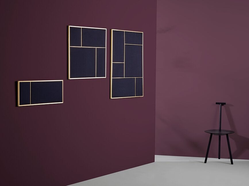 Tablero de Pared tapizado con marco de latón Nouveau Pin L, azul