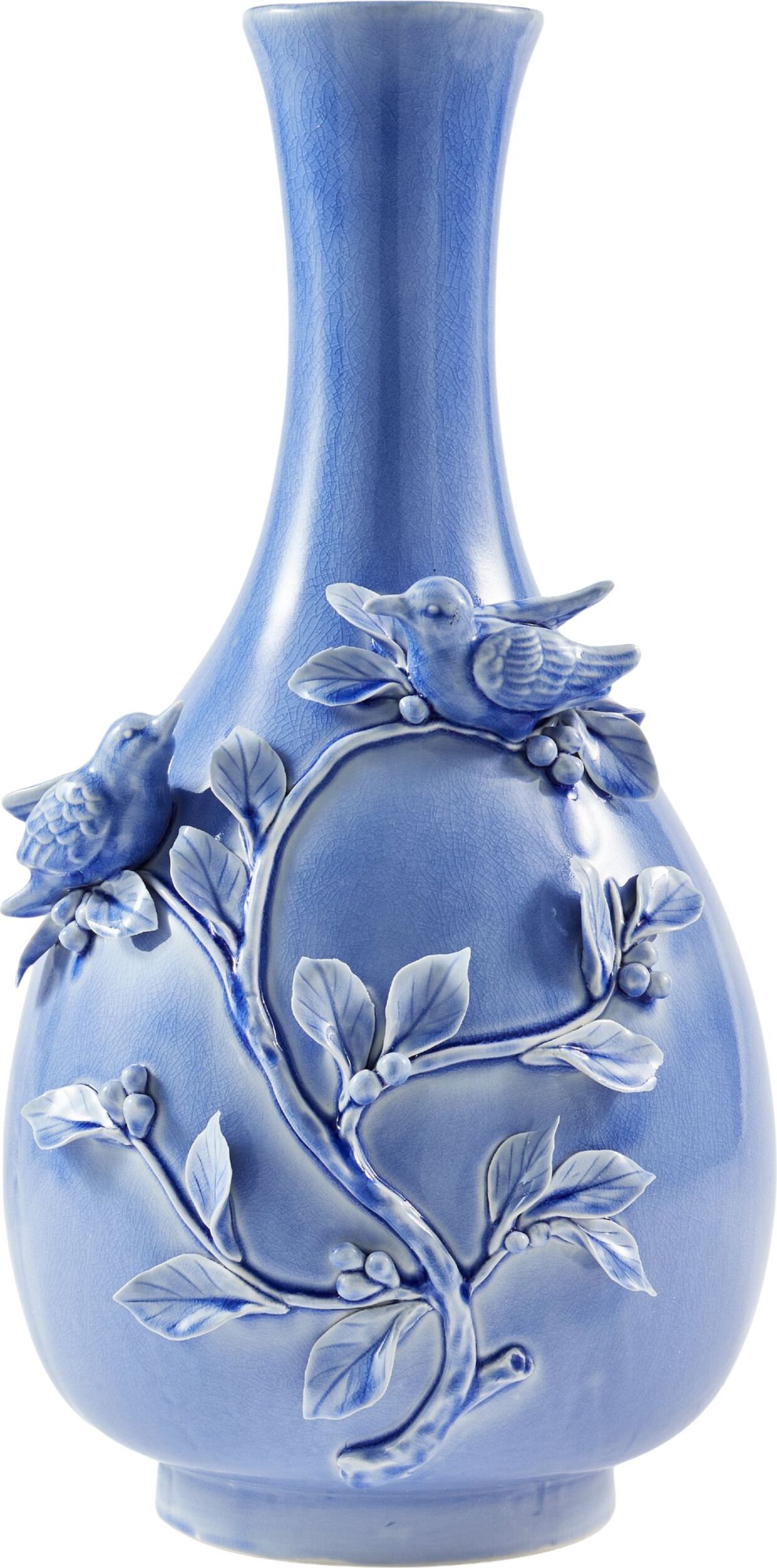 3D Birds Vase, blau