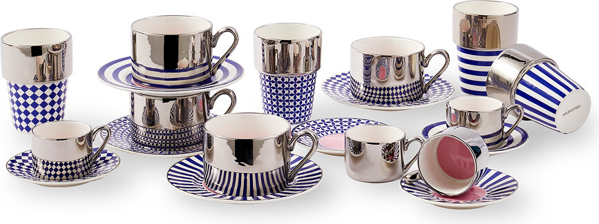Aunty Espressotassen mit Untertassen 90 ml, 4 St.