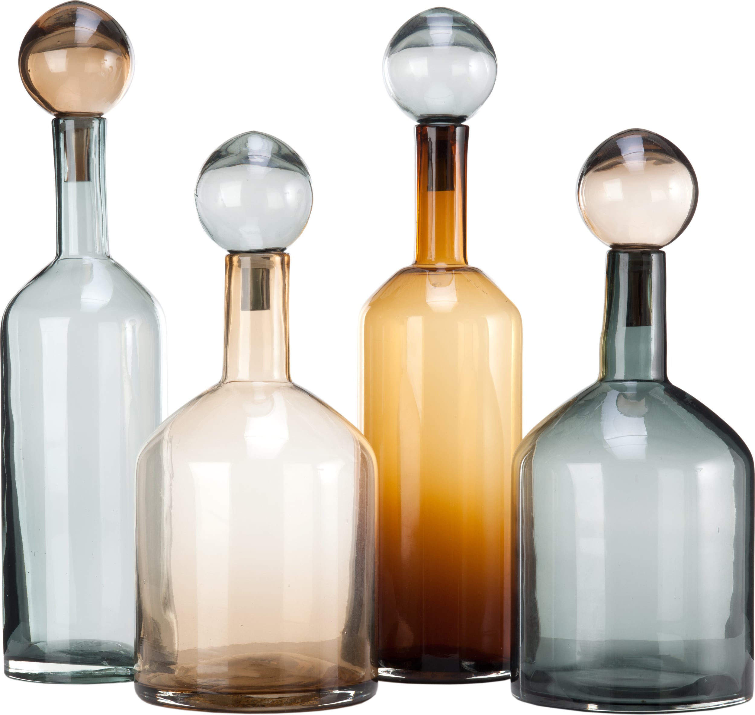 Bubbles and Bottles Glasdekorationen, cognac, 4-teilig