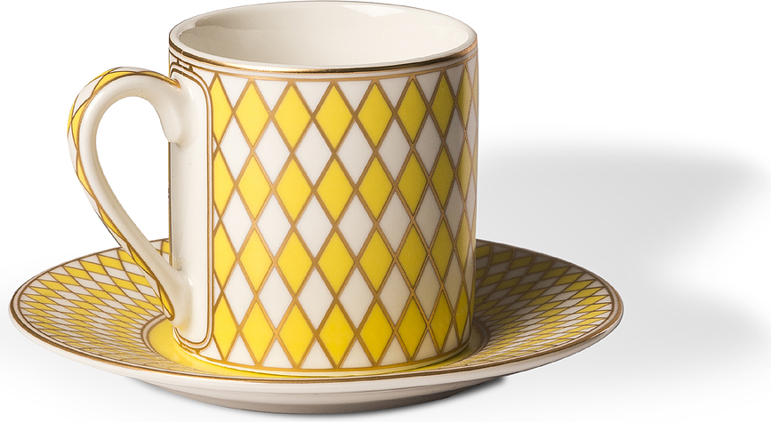 Chess Espresso Cups with Saucers 100 ml, 4 pcs.