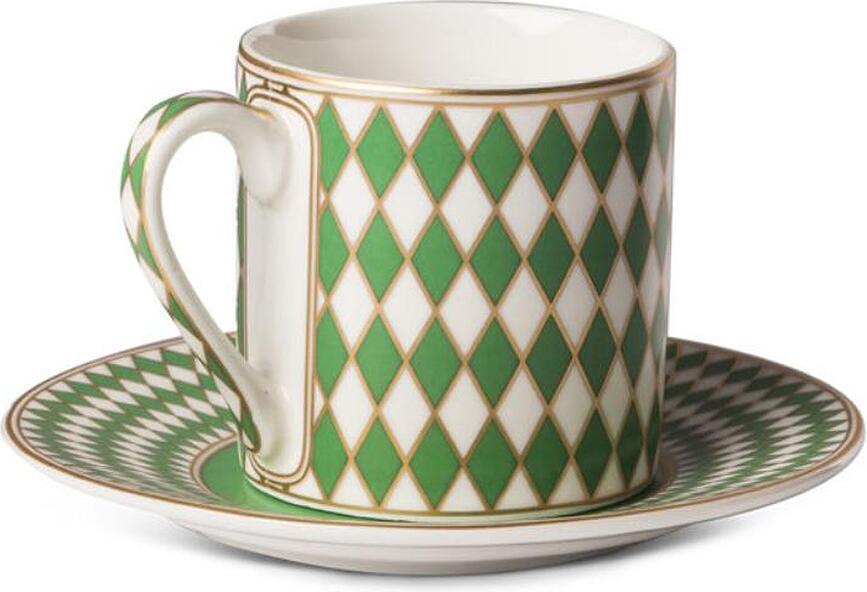 Chess Espresso Cups with Saucers 100 ml, 4 pcs.