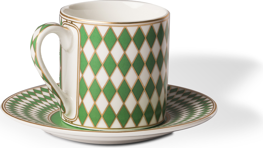 Chess Espresso Cups with Saucers 100 ml, 4 pcs.