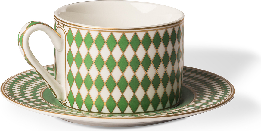 Chess Tea Cups with Saucers 200 ml, 4 pcs.