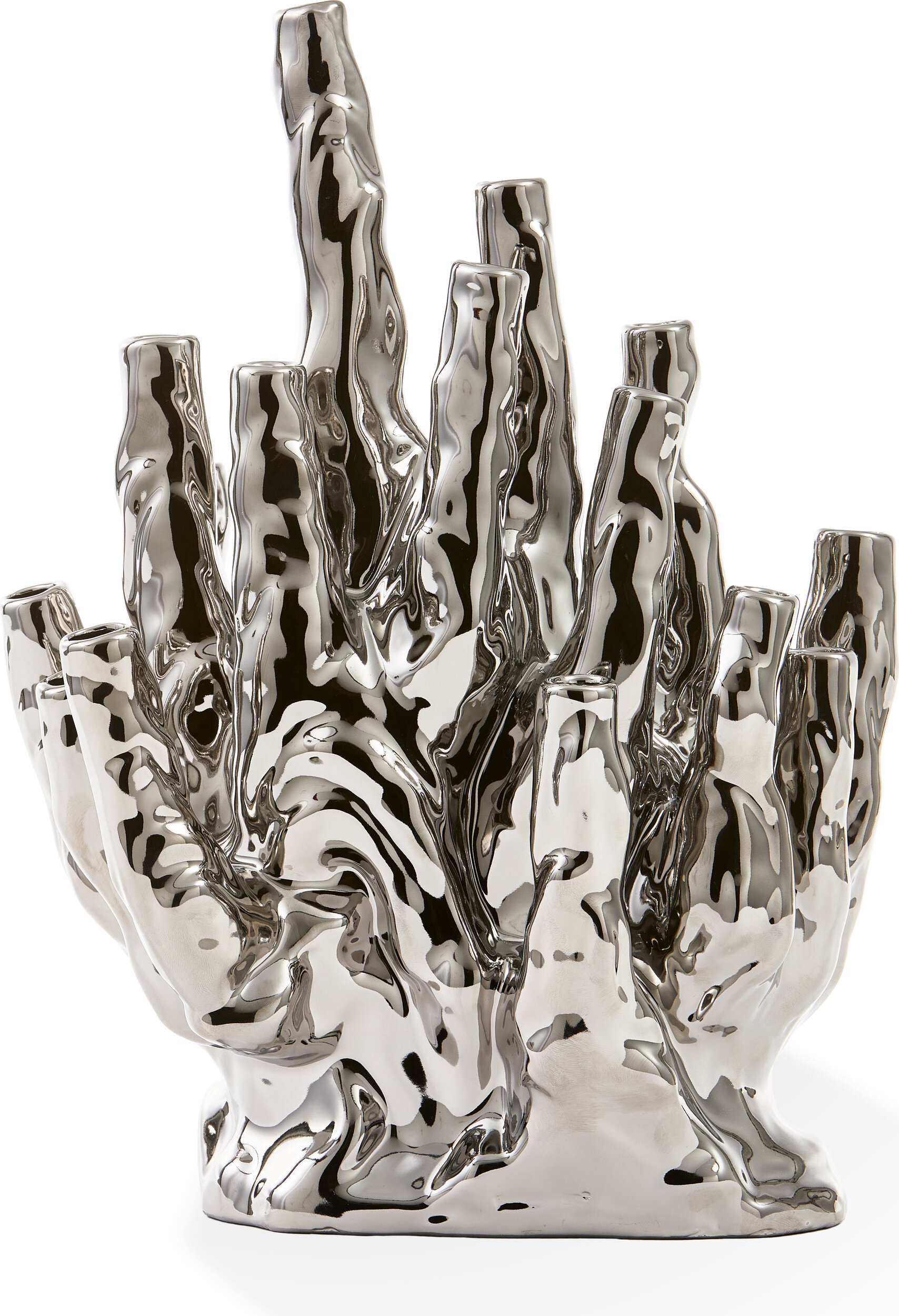Coral Vase, silber, für 20 Blumen