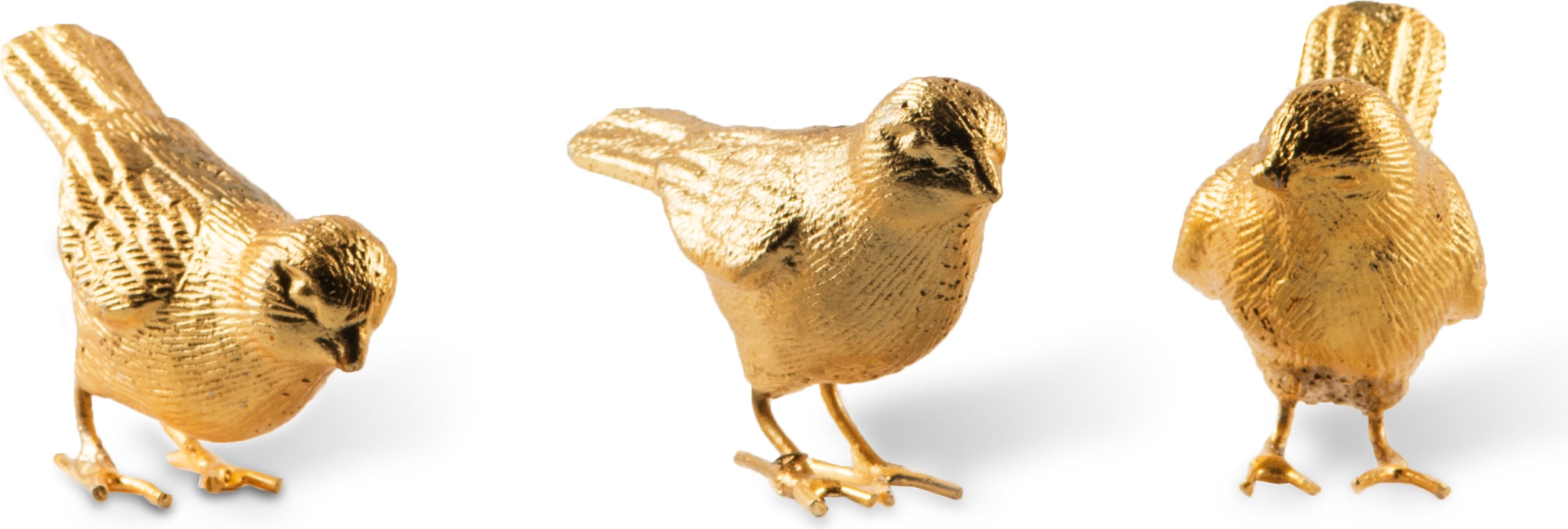 Dekofiguren Sparrows gold, 3-teilig