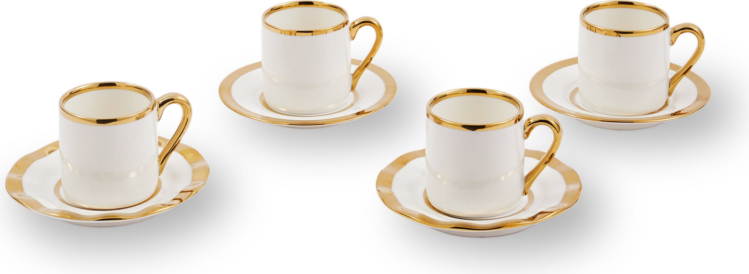 Golden Finds Espressotassen mit Untertassen 110 ml, 4 St.