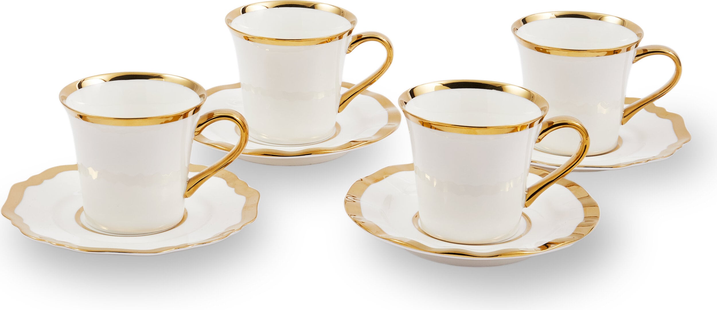 Golden Finds Kaffeetassen mit Untertassen 220 ml, 4 St.