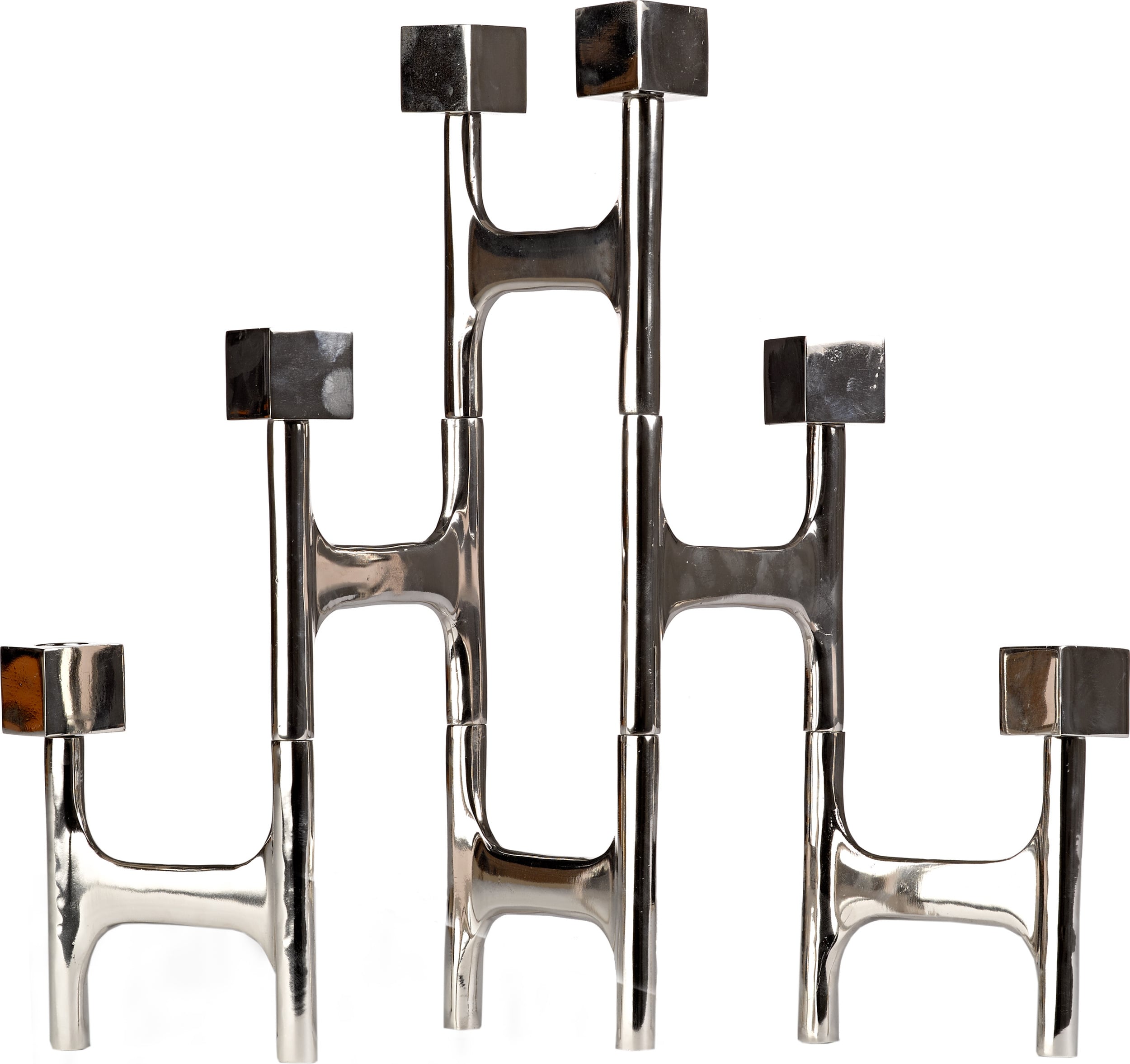 Kerzenständer Square Folding für klassische Kerzen, silber