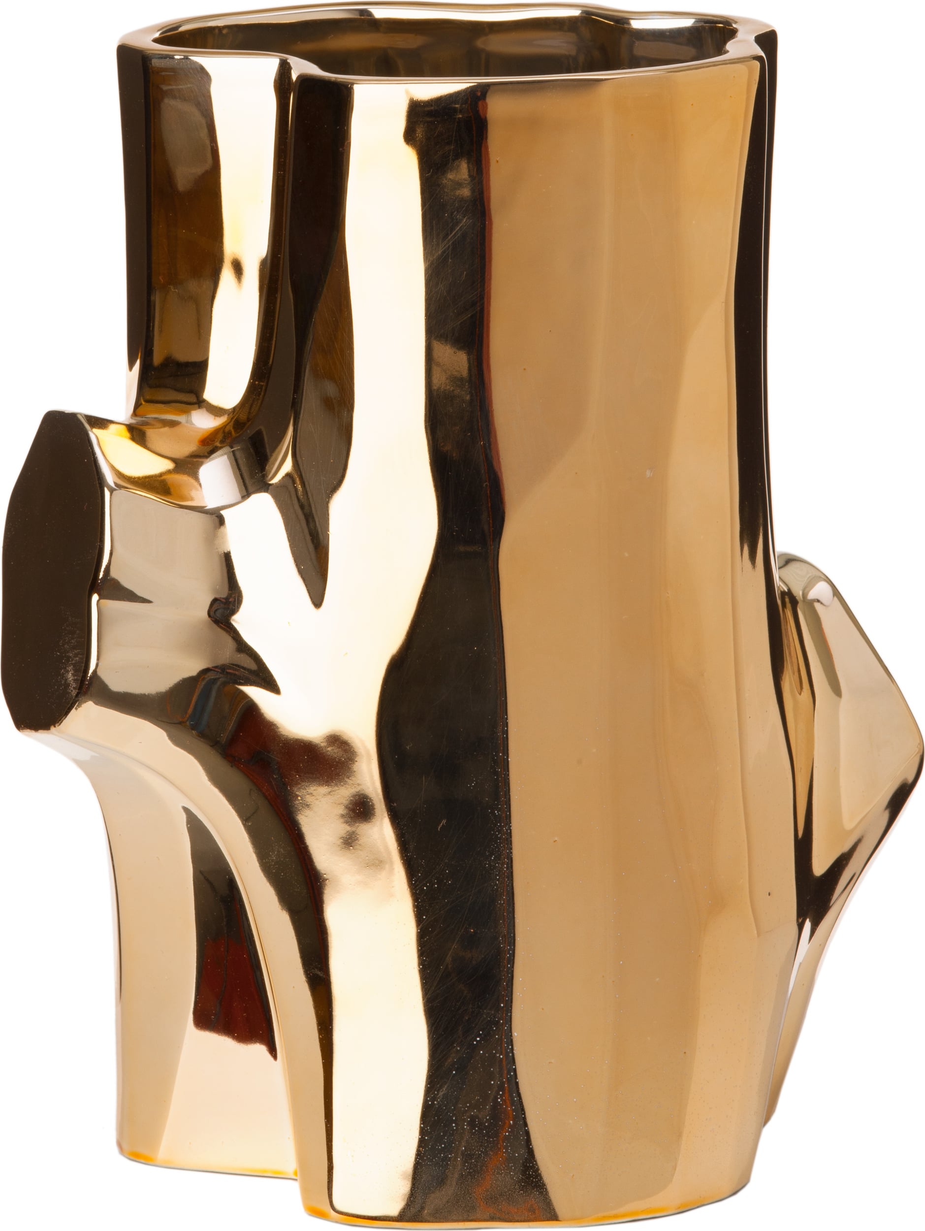 Log Gold Vase 21 cm, gold
