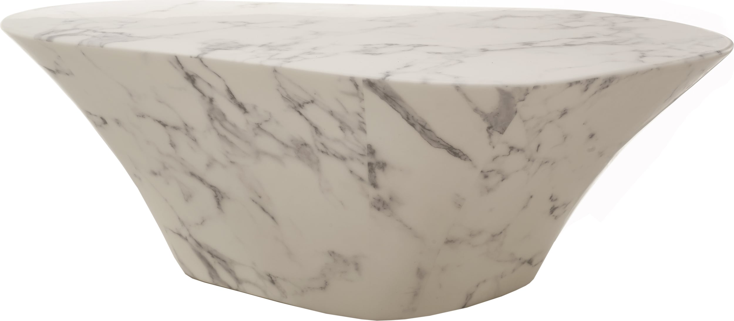 Oval Marble Couchtisch 30 x 51 cm, weiß