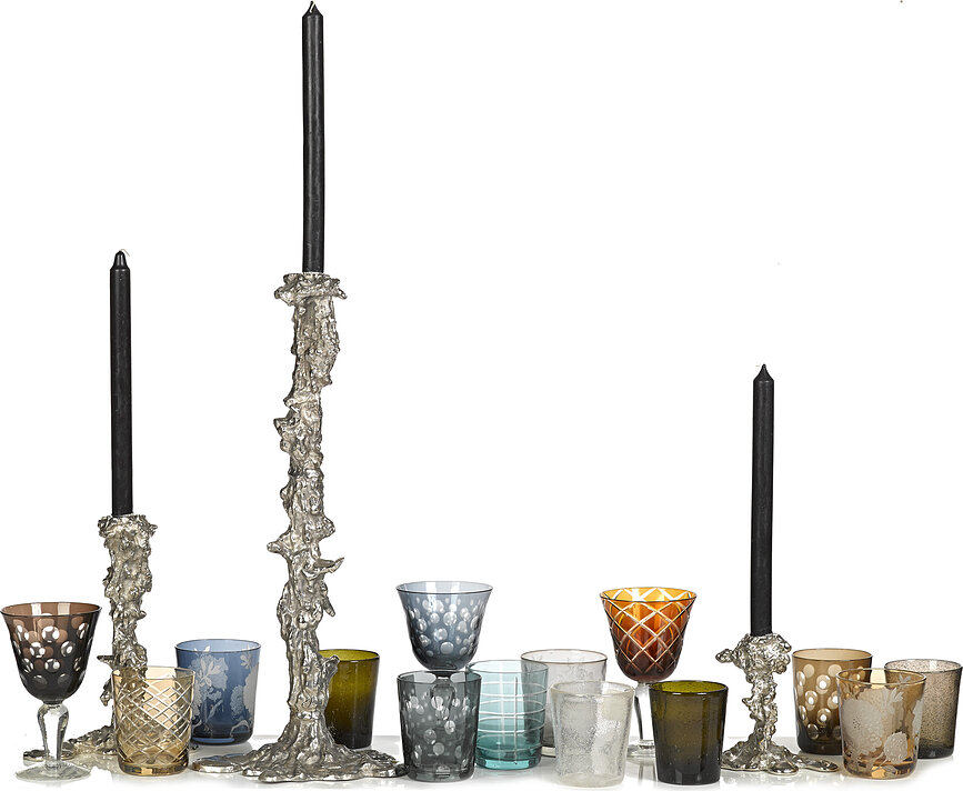 Portacandela per candela classica Drip S, argento
