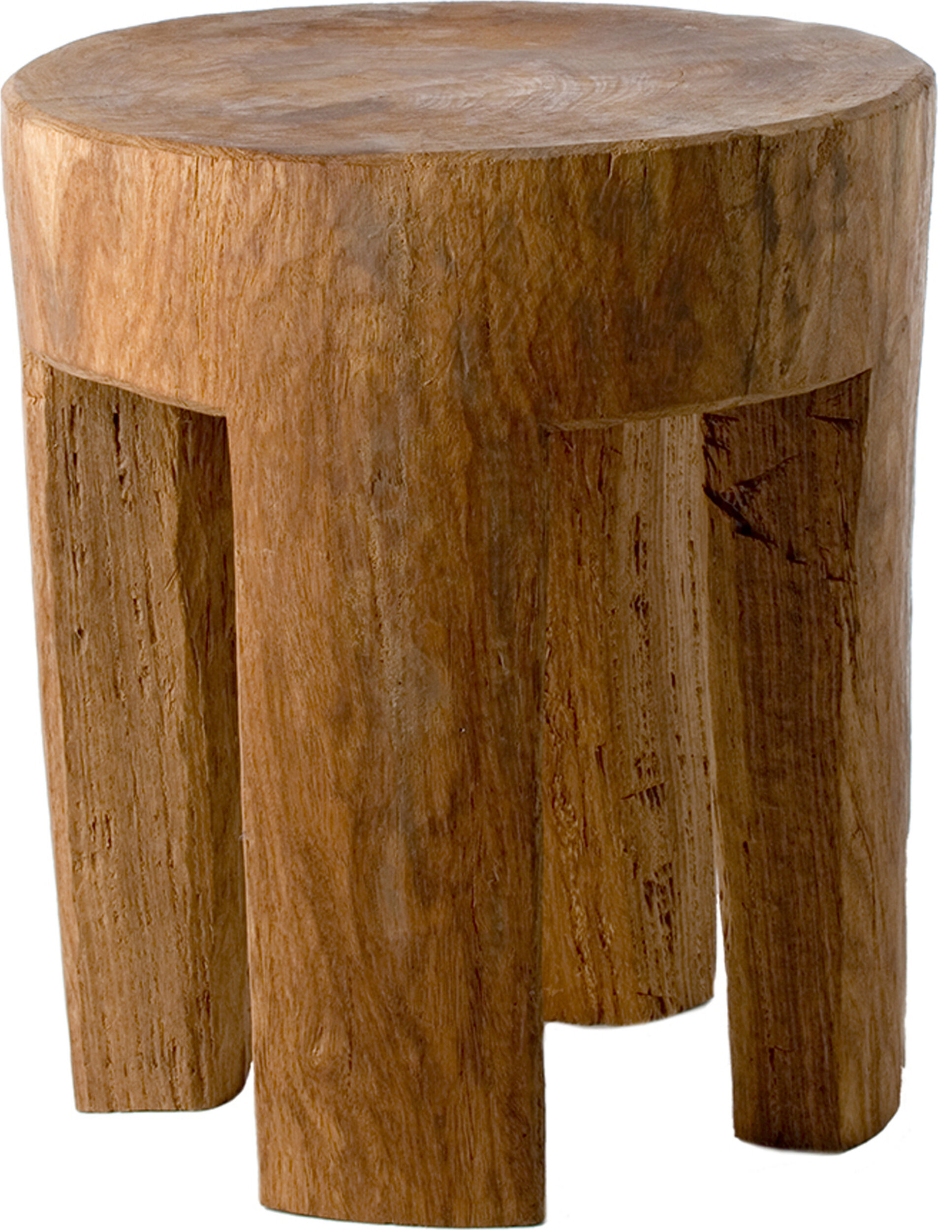 Round Four Hocker oder Beistelltisch, Naturholz