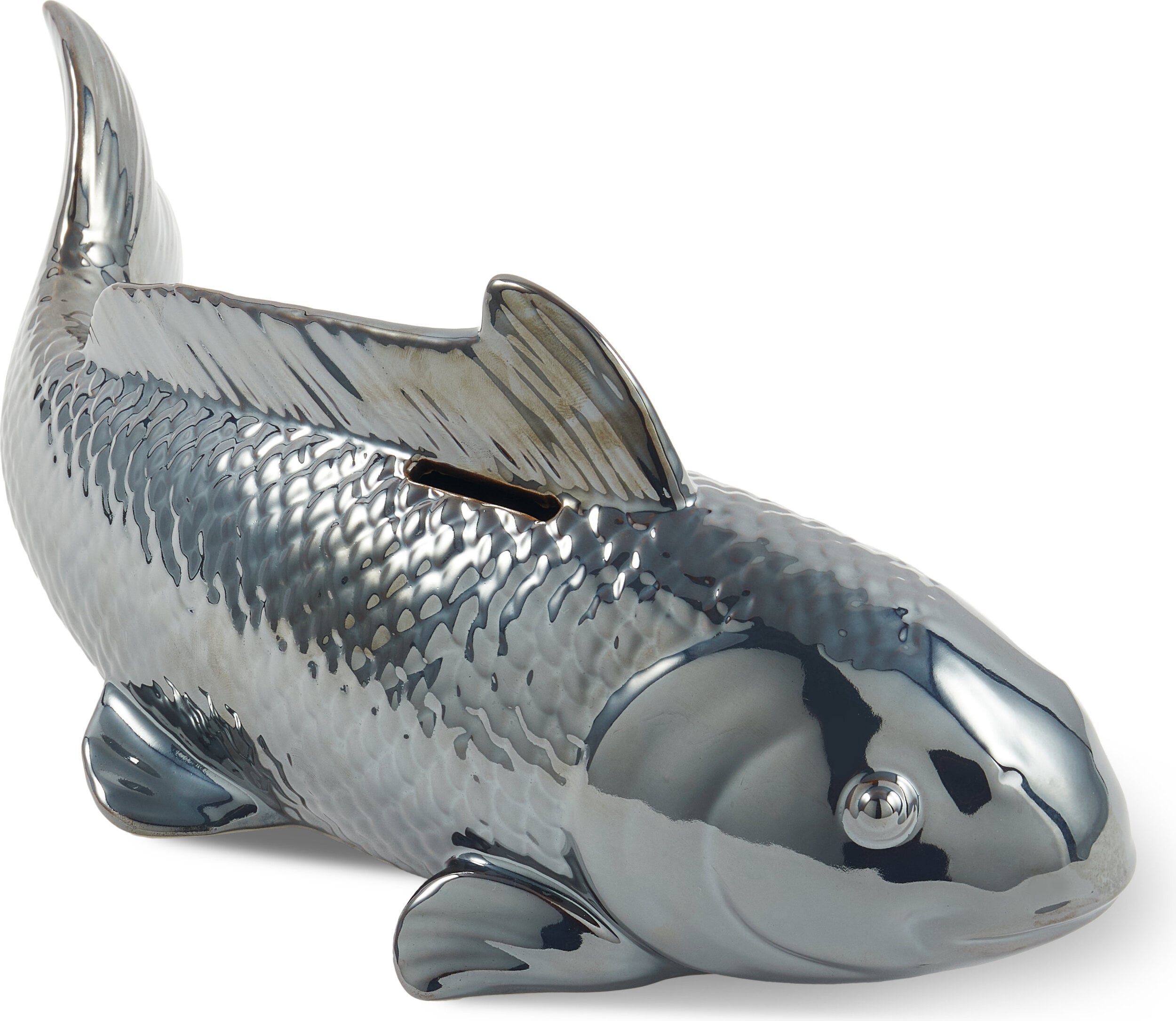 Spardose Fish, silber