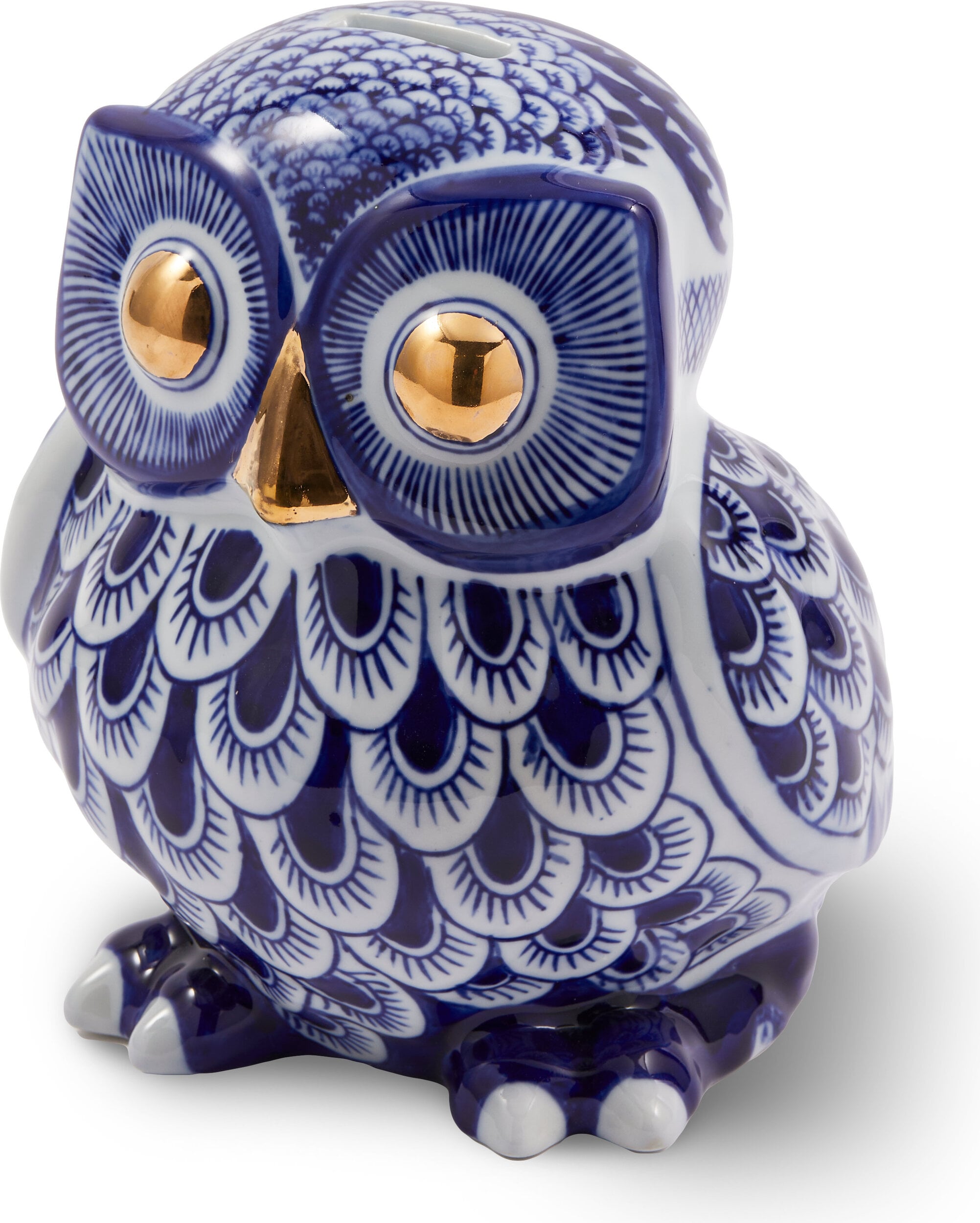 Spardose Piggy Bank Owl mit goldenen Details
