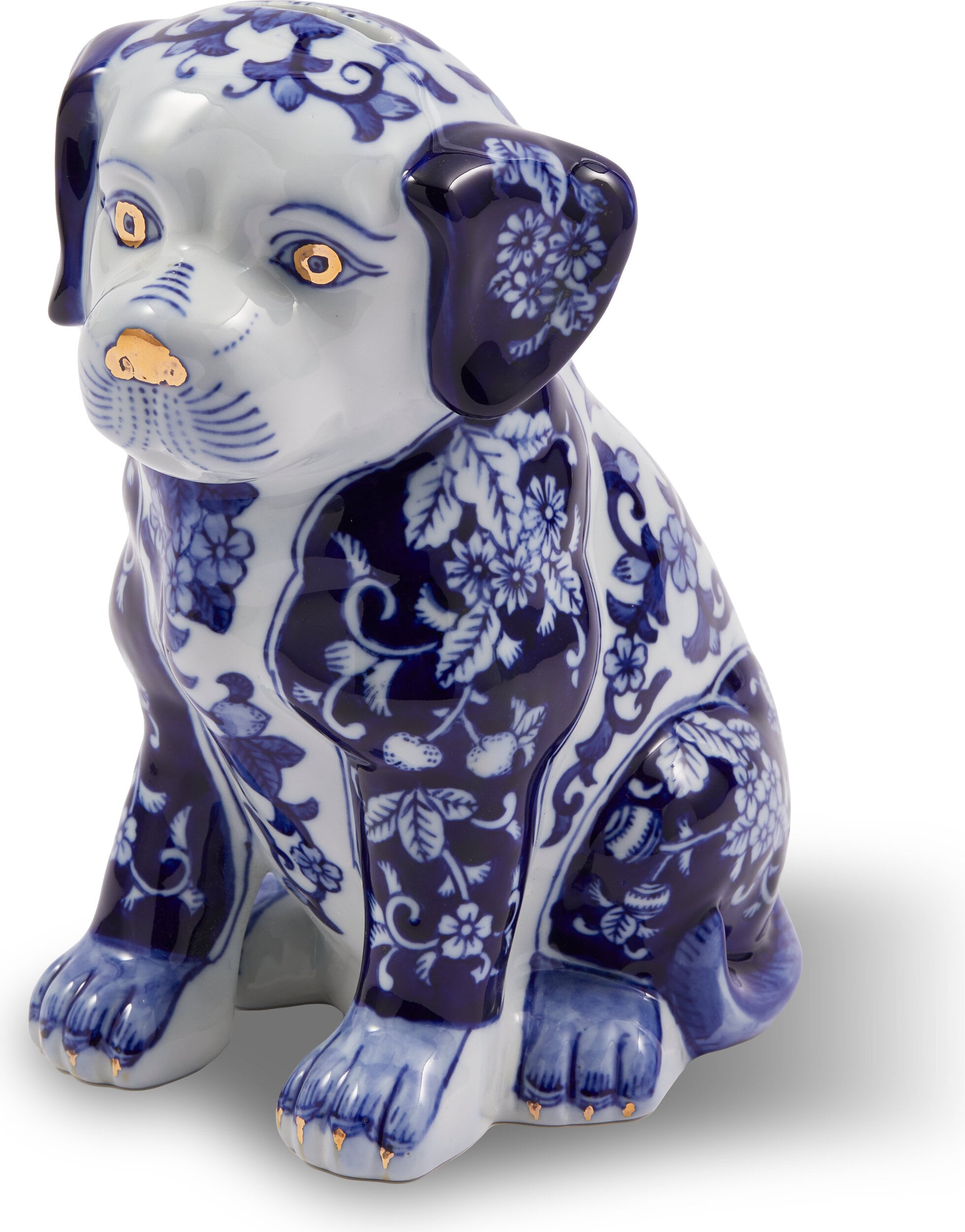 Spardose Piggy Bank Puppy mit goldenen Details