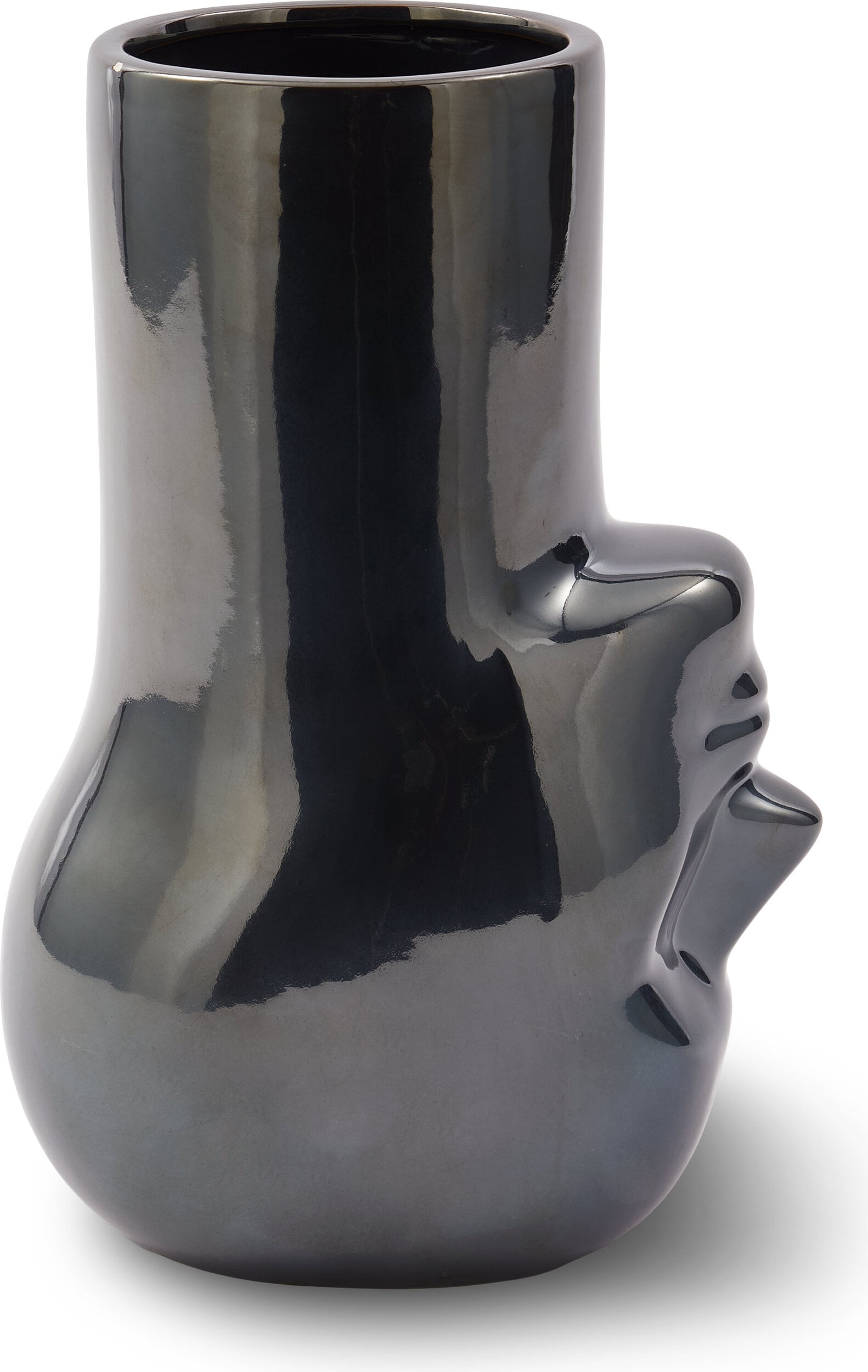 Upside-Down Long Neck Vase, schwarz