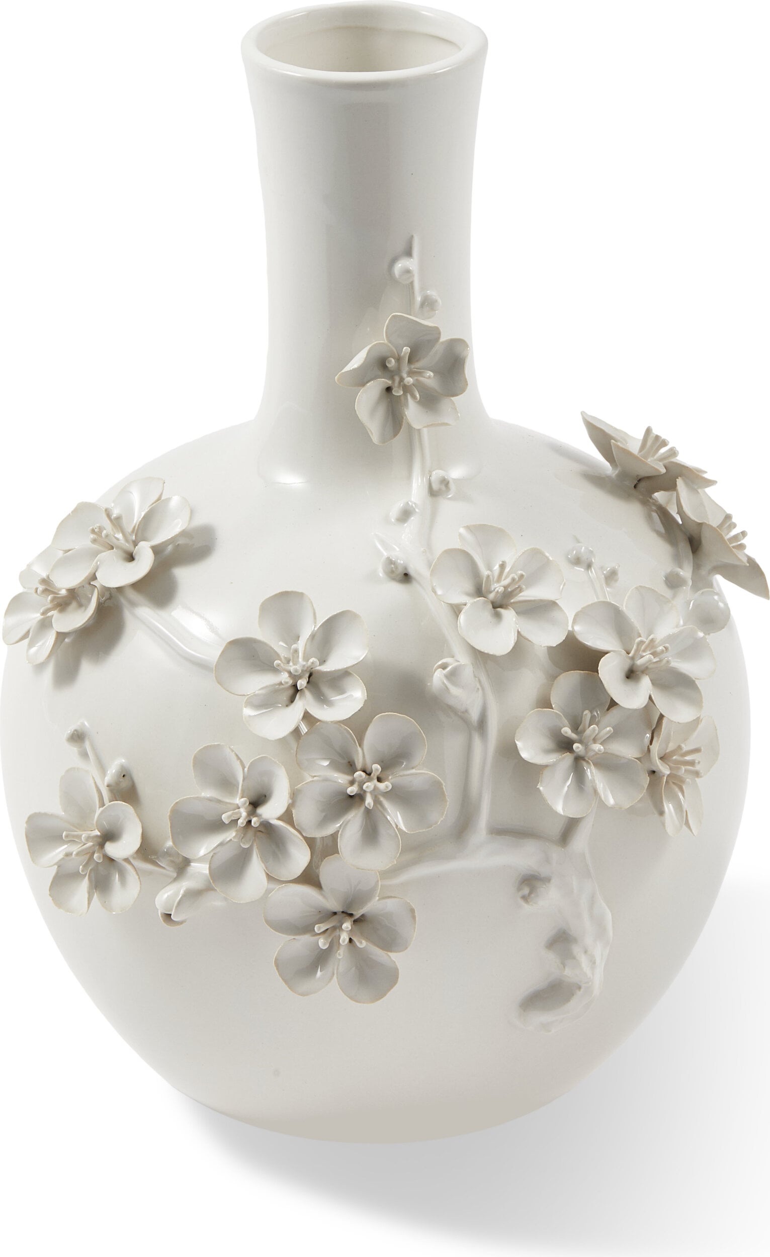 Vase 3D Buttercup mit Blumen 32 cm, weiß