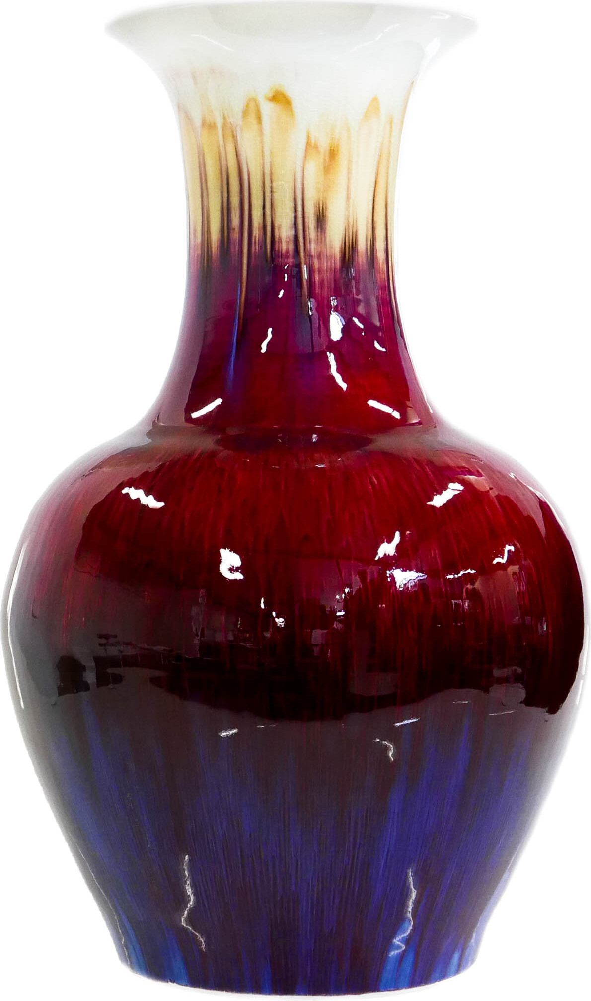 Vase Crazy 68 cm, burgunderrot-marineblau