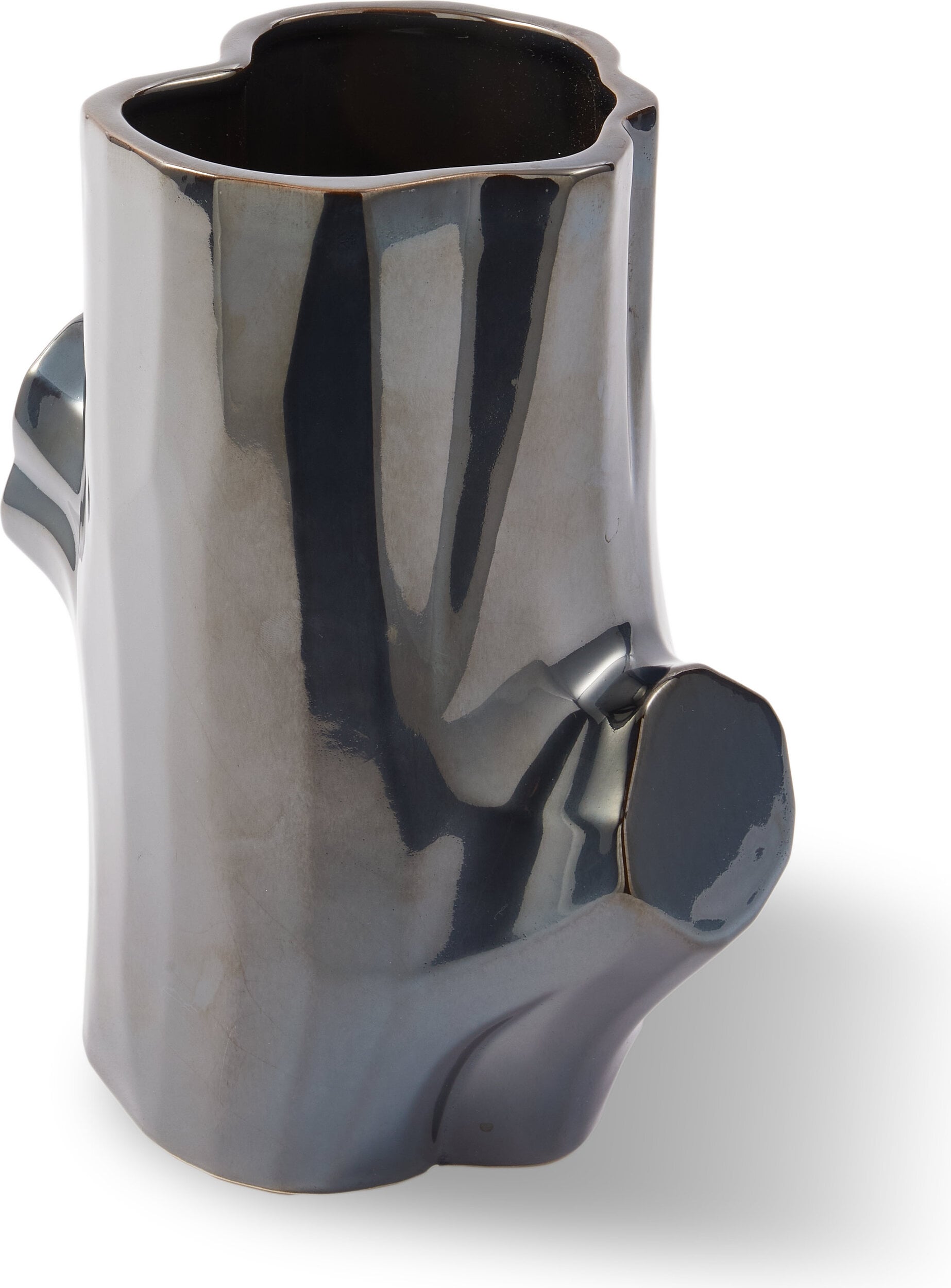 Vase Log Metallic 21 cm, grau