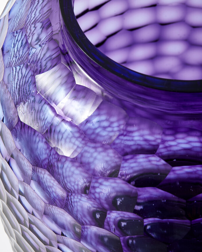 Vaza Honeycomb stiklinė, 33 cm, violetinė