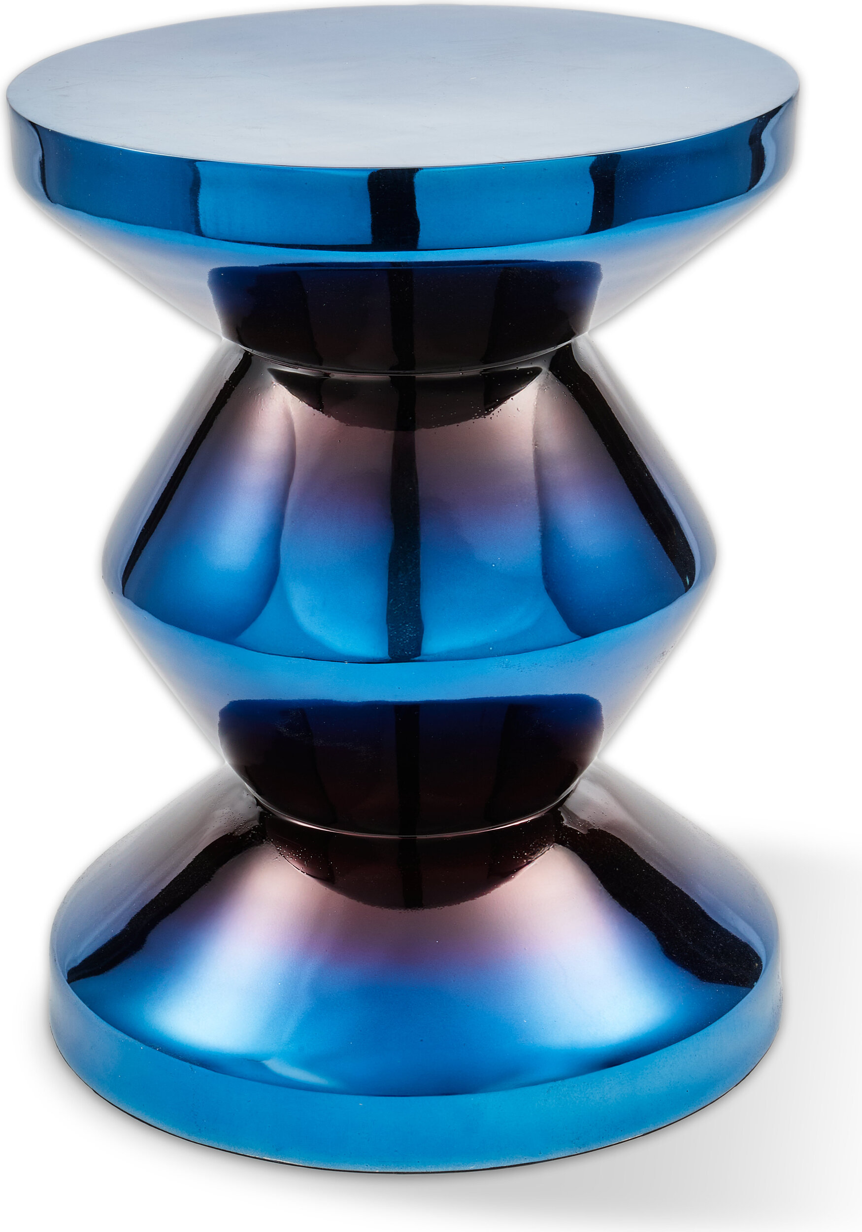 Zig Zag Hocker oder Beistelltisch, blaues Metall