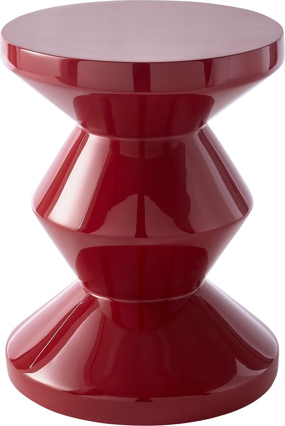 Zig Zag Hocker oder Beistelltisch, bordeaux