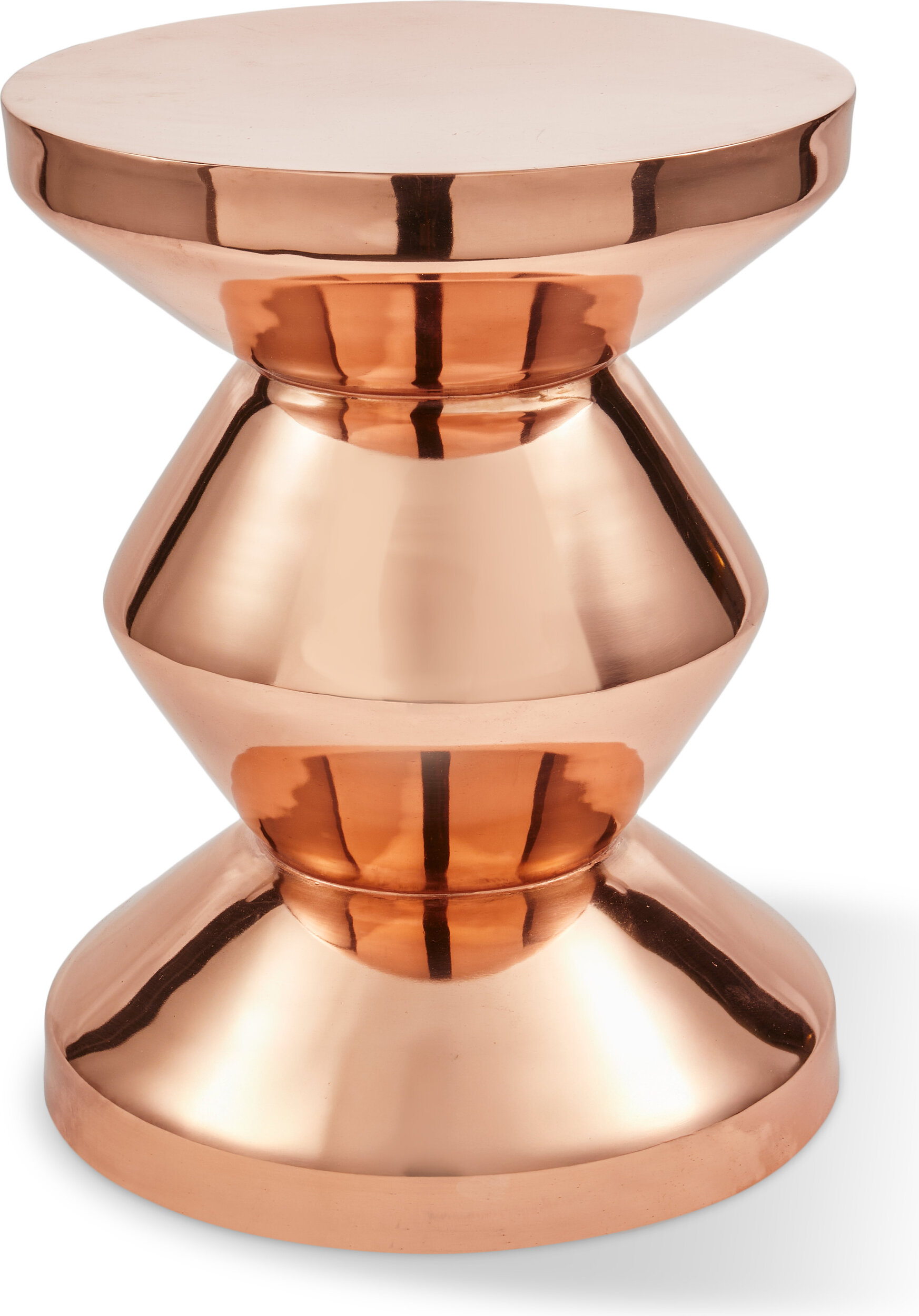Zig Zag Hocker oder Beistelltisch, roséfarbenes Metall