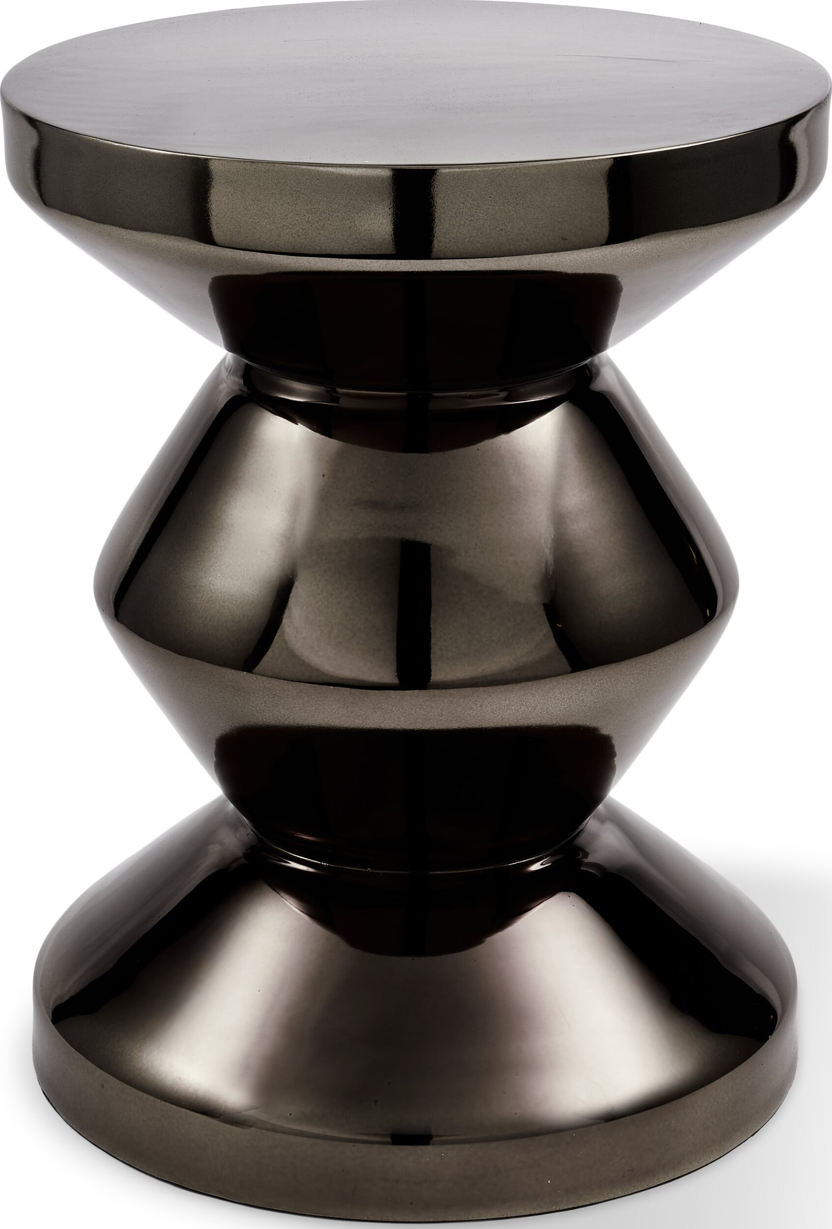 Zig Zag Hocker oder Beistelltisch, schwarzes Metall