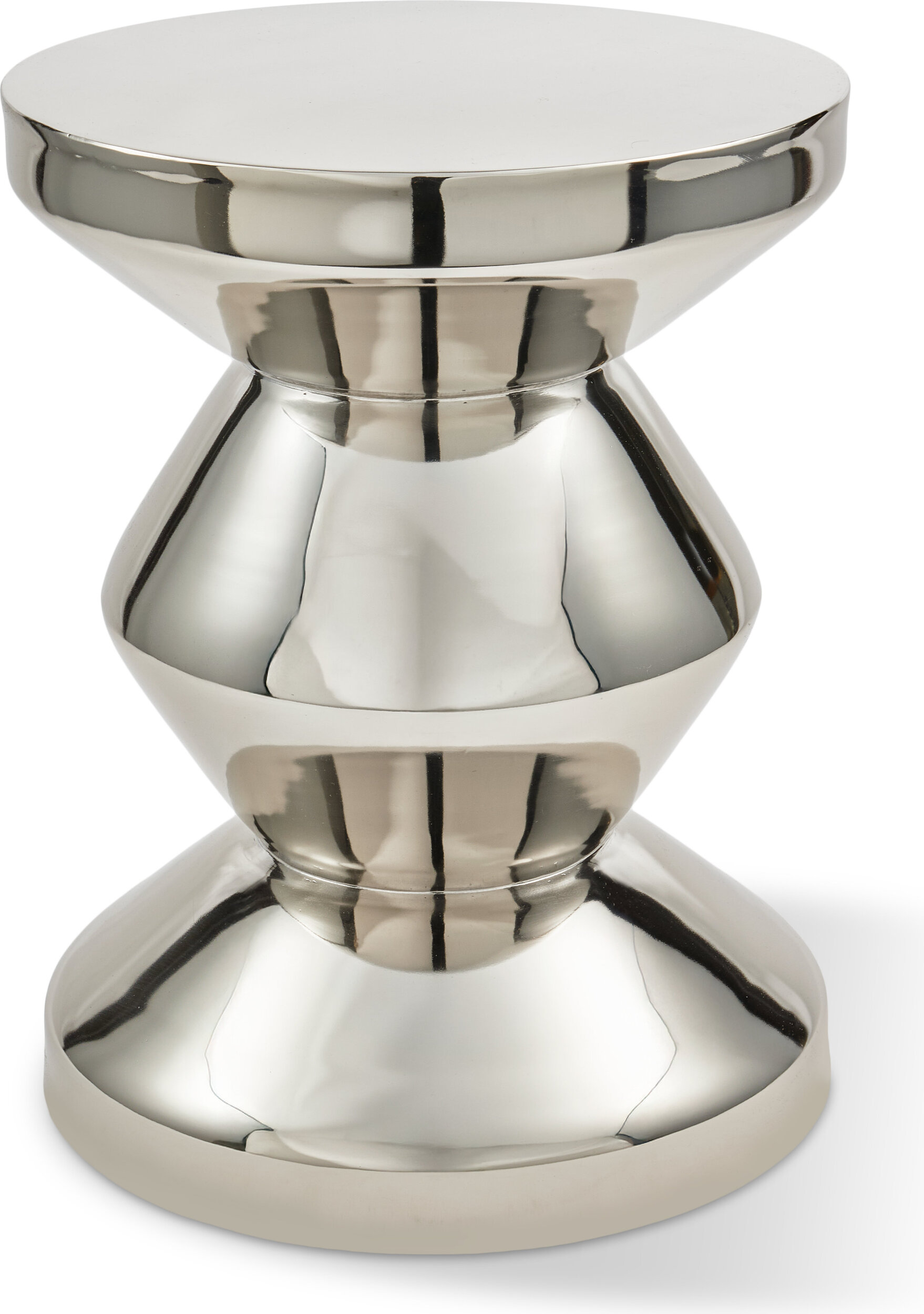 Zig Zag Hocker oder Beistelltisch, silberfarbenes Metall