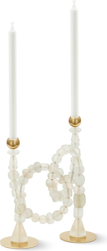 Žvakidė klasikinei žvakei Beads, balta