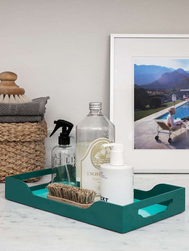 Bandeja decorativa lacada Swell, turquesa, tamaño L