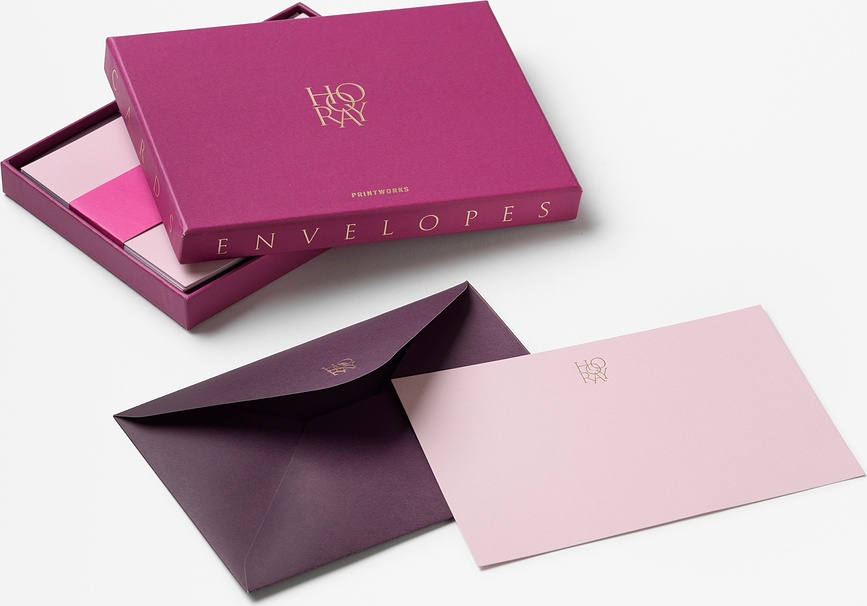 Cartes de vœux avec enveloppes Hooray, grises