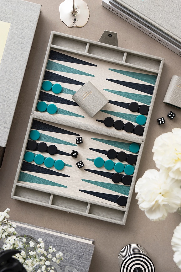 Jeu de backgammon Reverra, gris-vert
